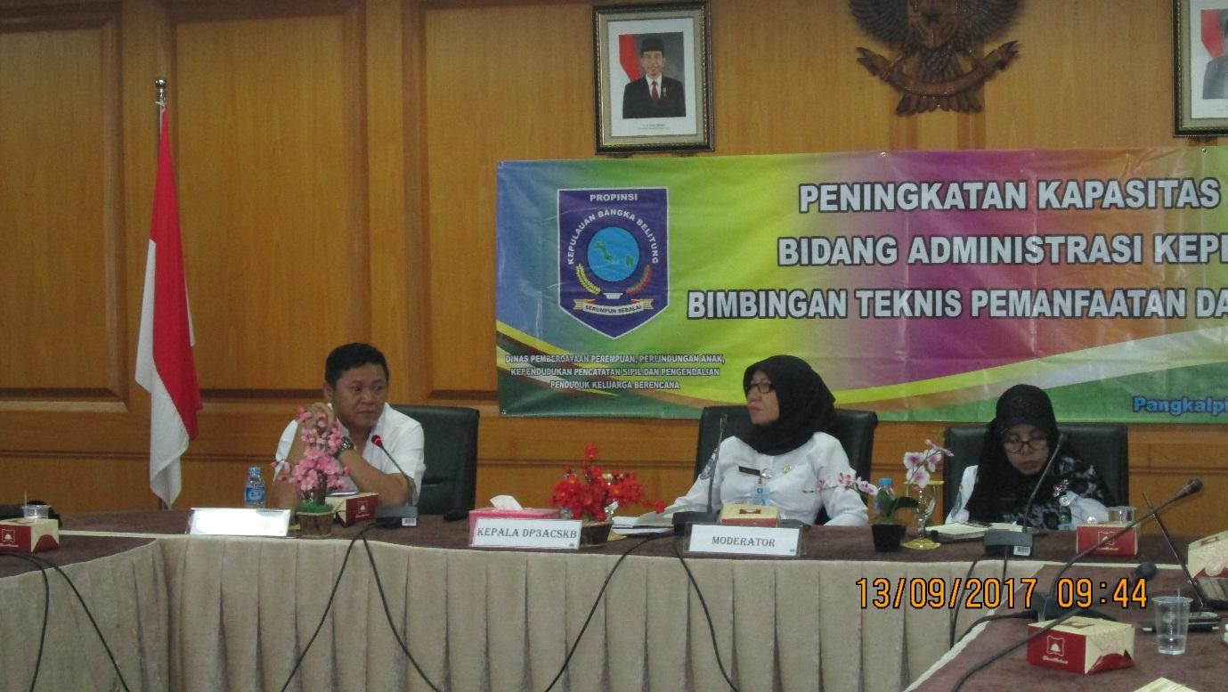 SAMAKAN PERSEPSI DAN PEMAHAMAN  PEMANFAATAN DATA, DP3ACSKB LAKSANAKAN BIMTEK PEMANFAATAN DATA